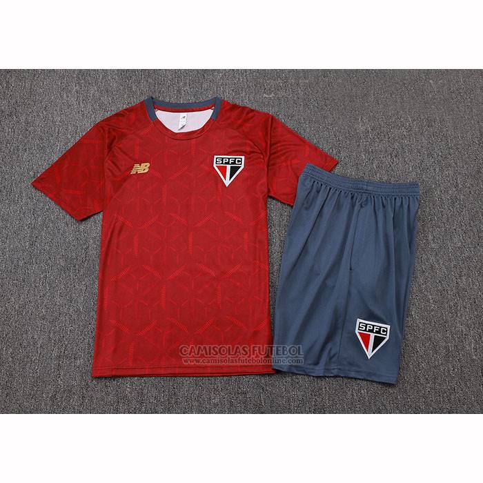 Fato de Treino Sao Paulo Manga Curta 2025-2026 Vermelho - Calcas Curta